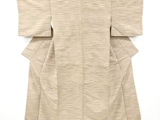 JAPANESE KIMONO / ANTIQUE KIMONO / SILK / TSUMUGI / WOVEN WAVY STRIPE